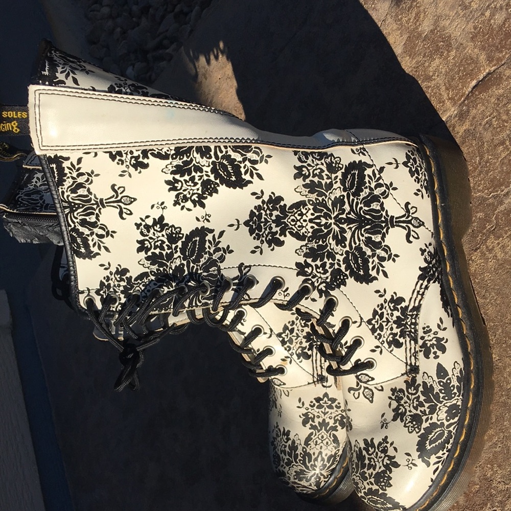 Black flocked doc martens
